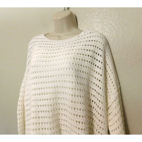 Coldwater Creek Sweater Womens 2X White Crochet Pullover Short Sl Cotton Acrylic - Picture 2 of 5